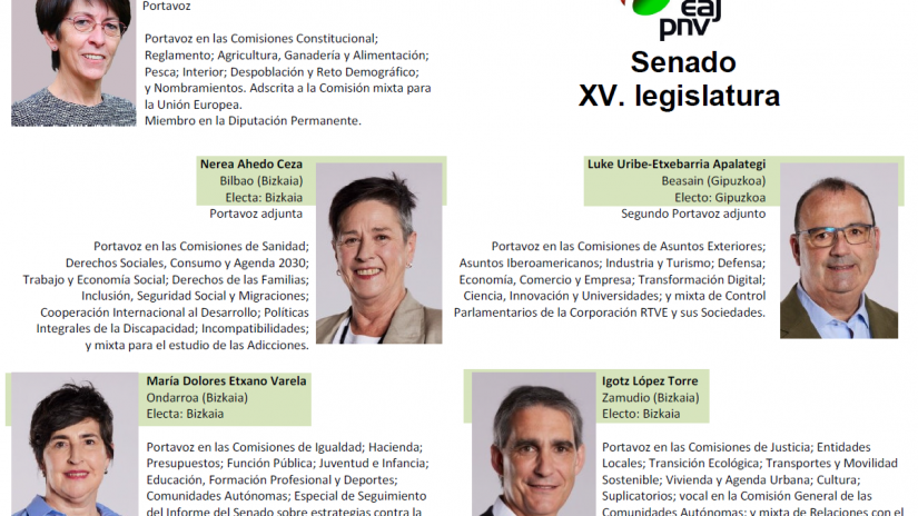 EAJ-PNV ha asignado sus portavoces en las Comisiones del Senado