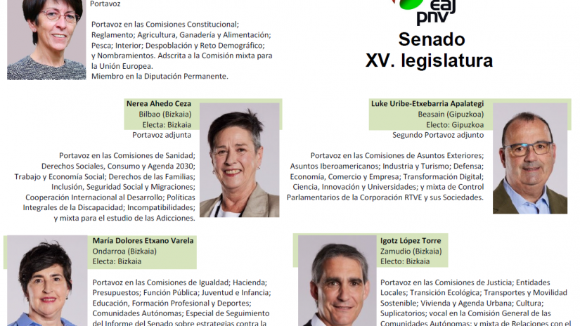 EAJ-PNV ha asignado sus portavoces en las Comisiones del Senado EAJ-PNV ha asignado sus portavoces en las Comisiones del Senado
